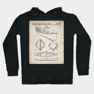 Canoe Patent - Kayak Art - Antique Hoodie